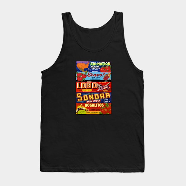 Nogales Vintage Produce Labels Tank Top by Nuttshaw Studios